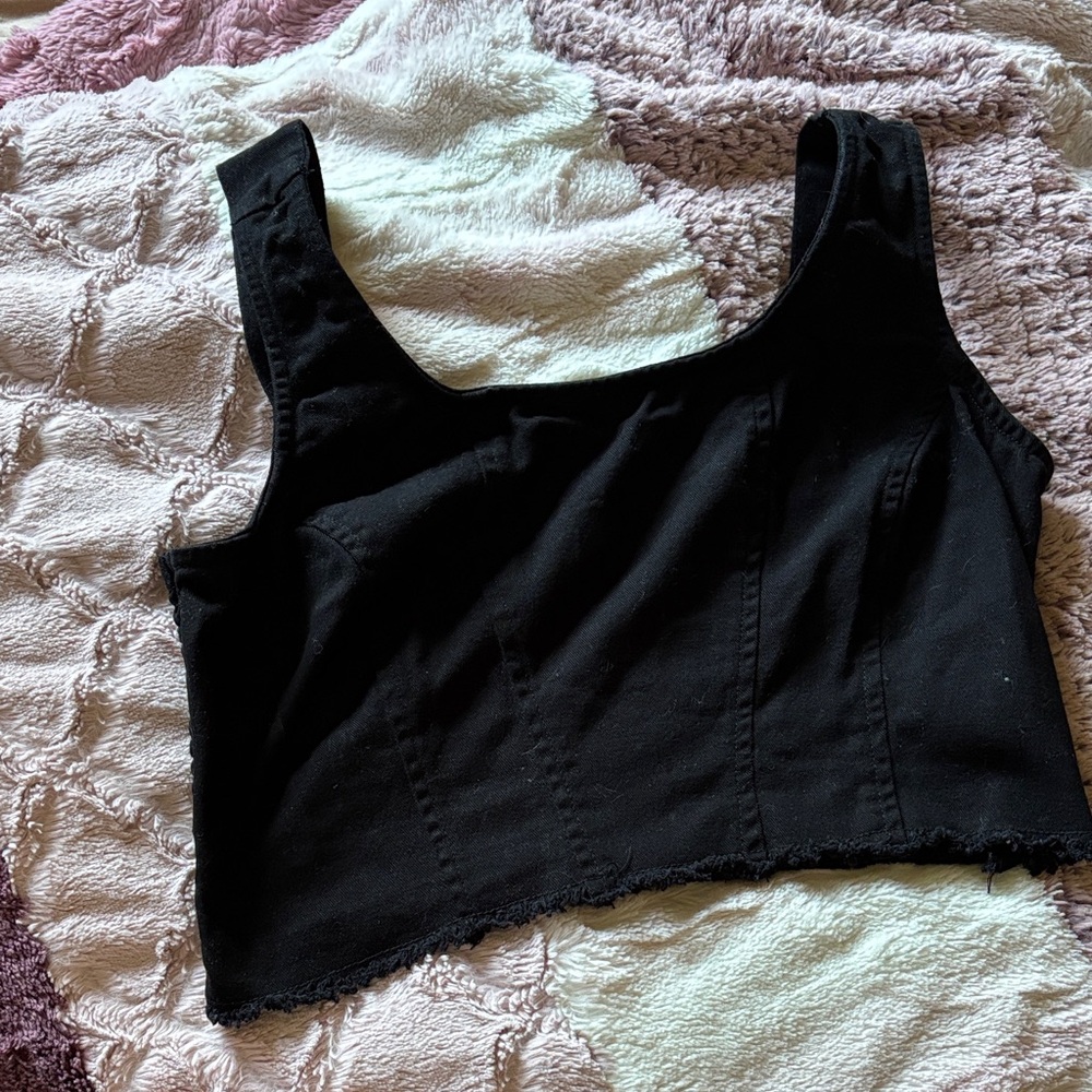 NWOT Lone Star Black Women's Crop Tank Top SZ L